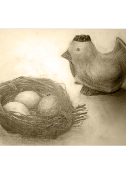 monochrome sketch Chicken and Egg Props